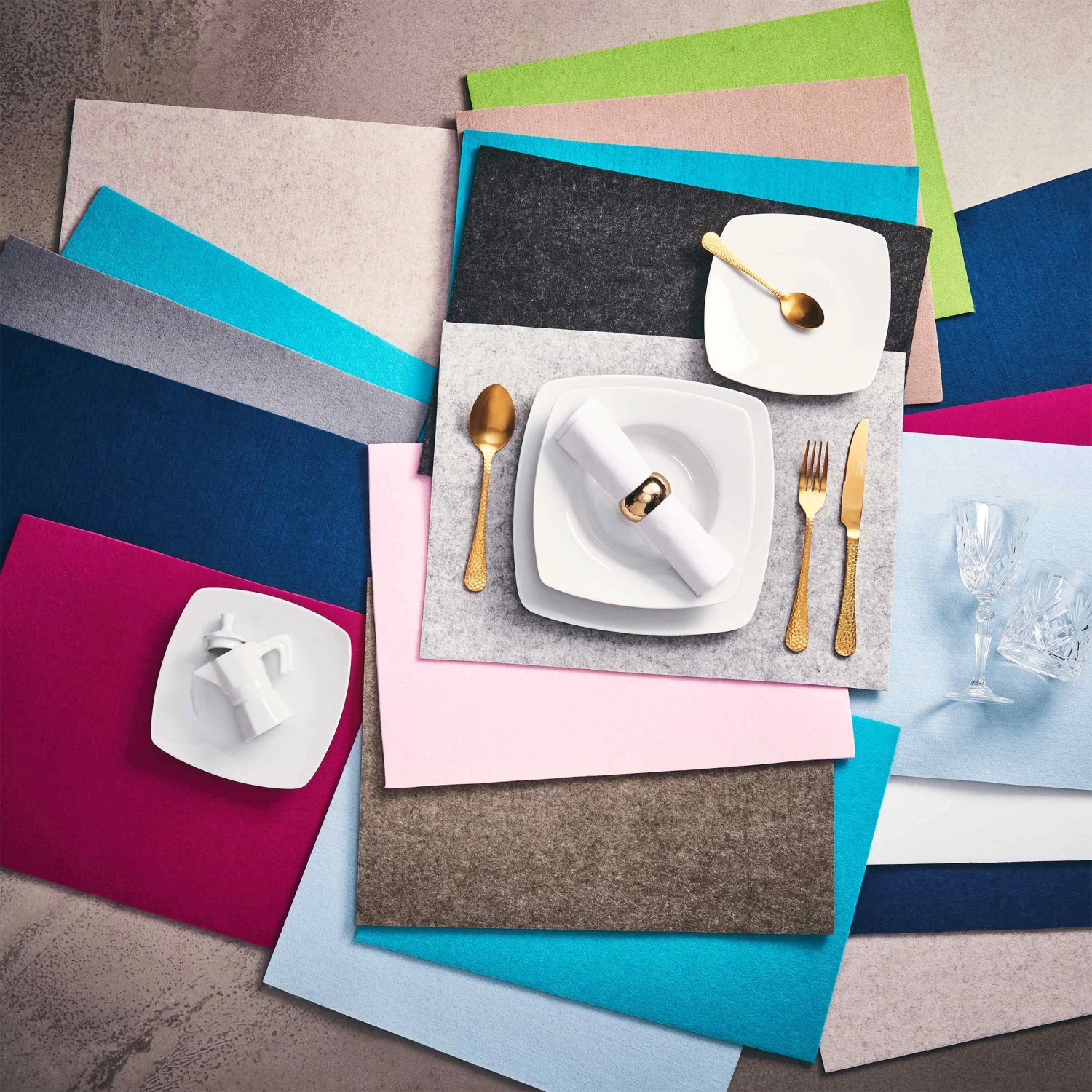 6x Tischset 33x45cm FELTO In Petrol – Bild 3