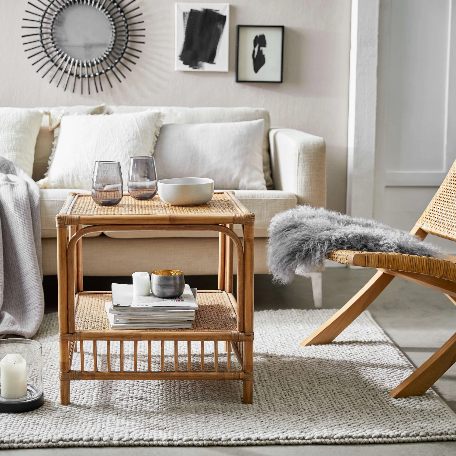 Couchtisch Handgefertigt Aus Rattan BOHO LOUNGE In Natur – Bild 2