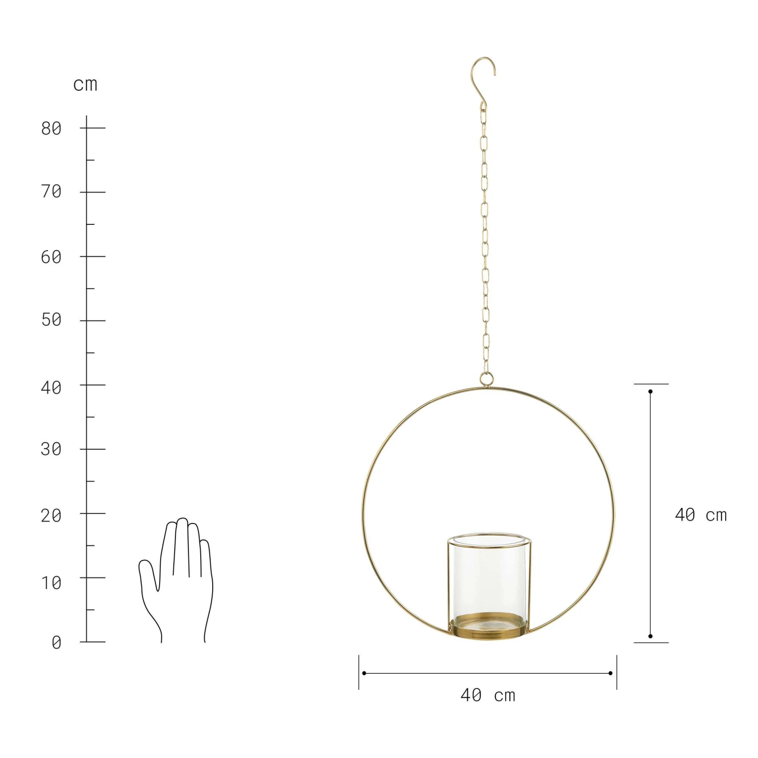 Hängedeko-Ring Mit Glaseinsatz Ø40cm LUNA In Gold – Bild 4