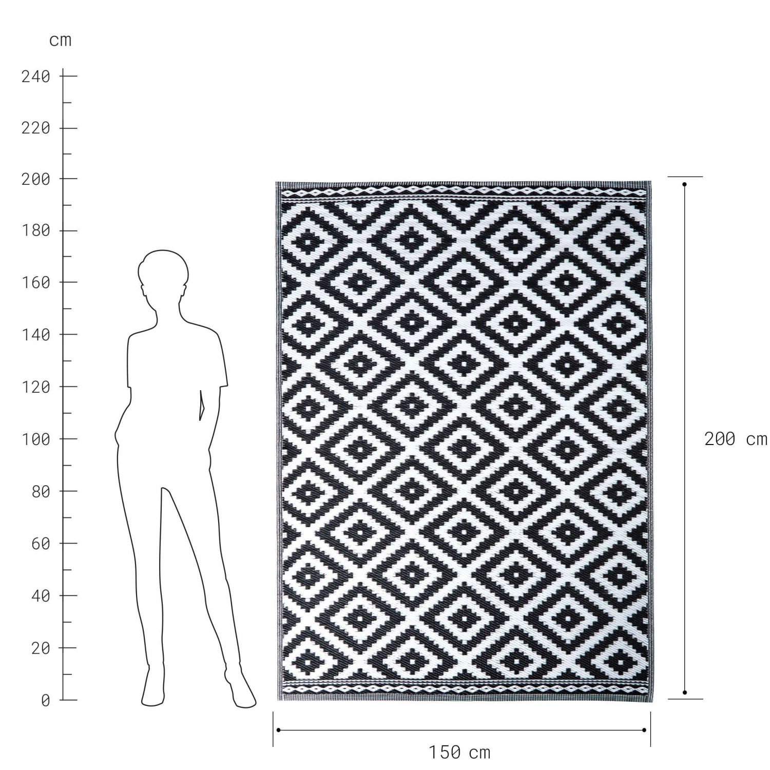 In- & Outdoor-Teppich Ethno/Rauten L 200 X B 150cm COLOUR CLASH In Schwarz-Weiß – Bild 4