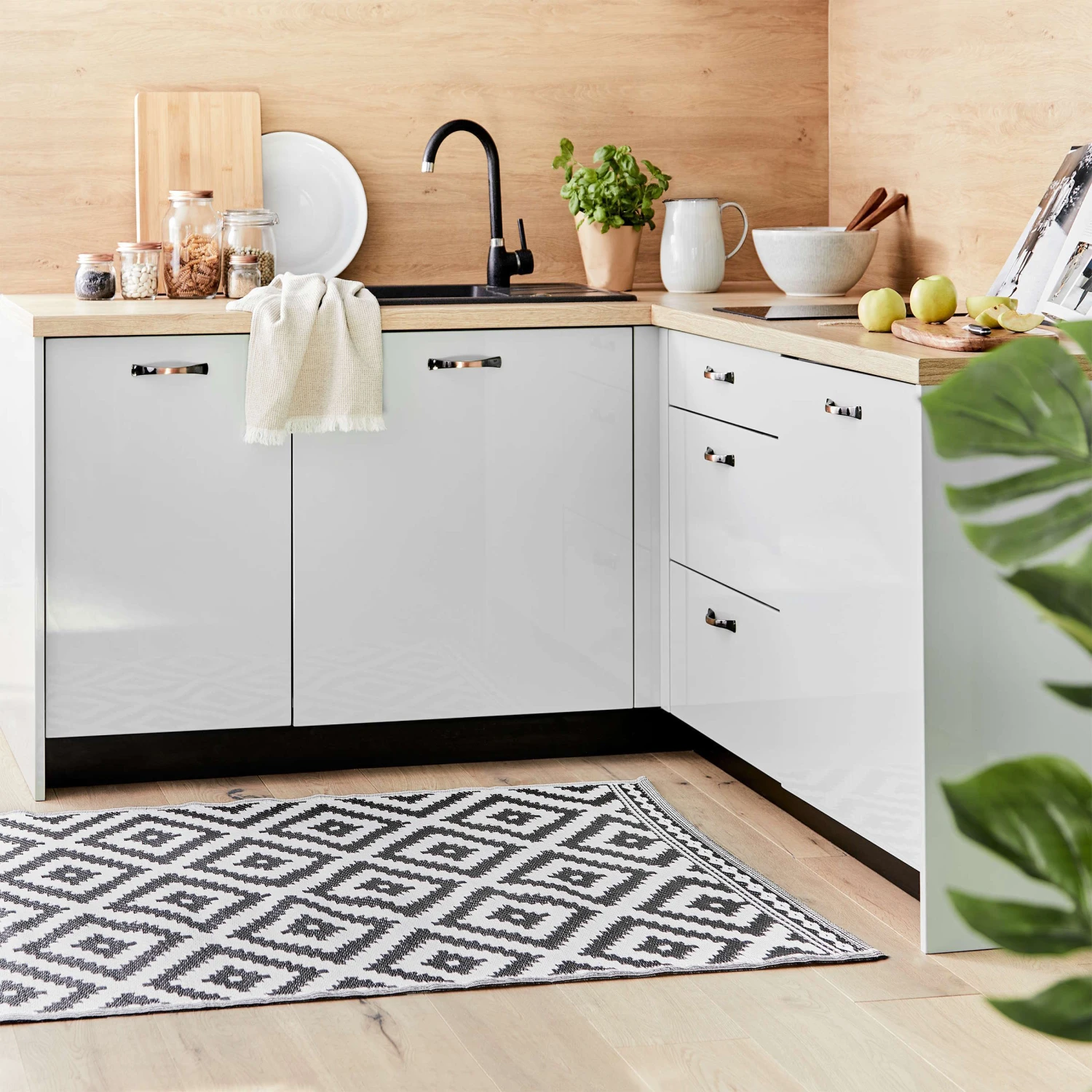 In- & Outdoor-Teppich Ethno/Rauten L 200 X B 150cm COLOUR CLASH In Schwarz-Weiß – Bild 5