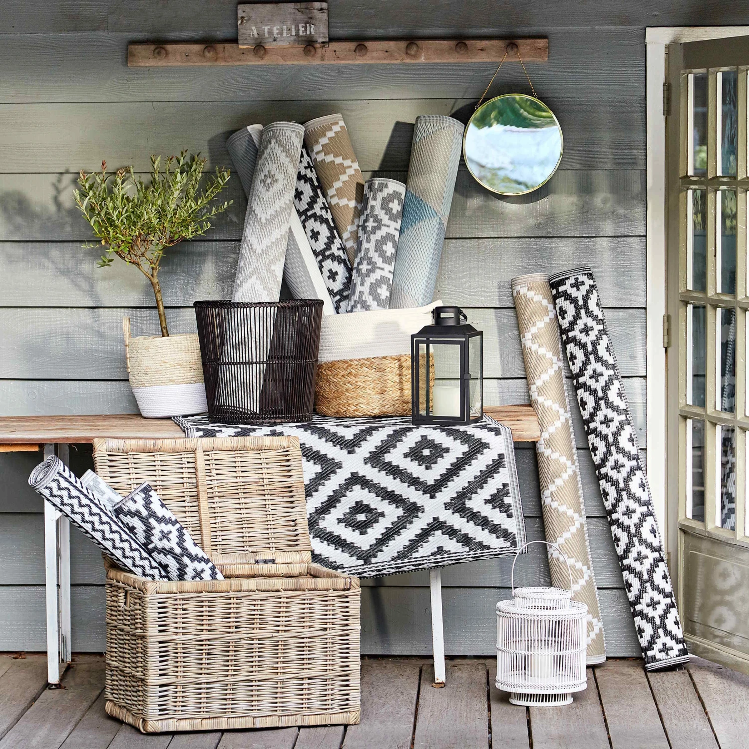 In- & Outdoor-Teppich Ethno/Rauten L 200 X B 150cm COLOUR CLASH In Schwarz-Weiß – Bild 6