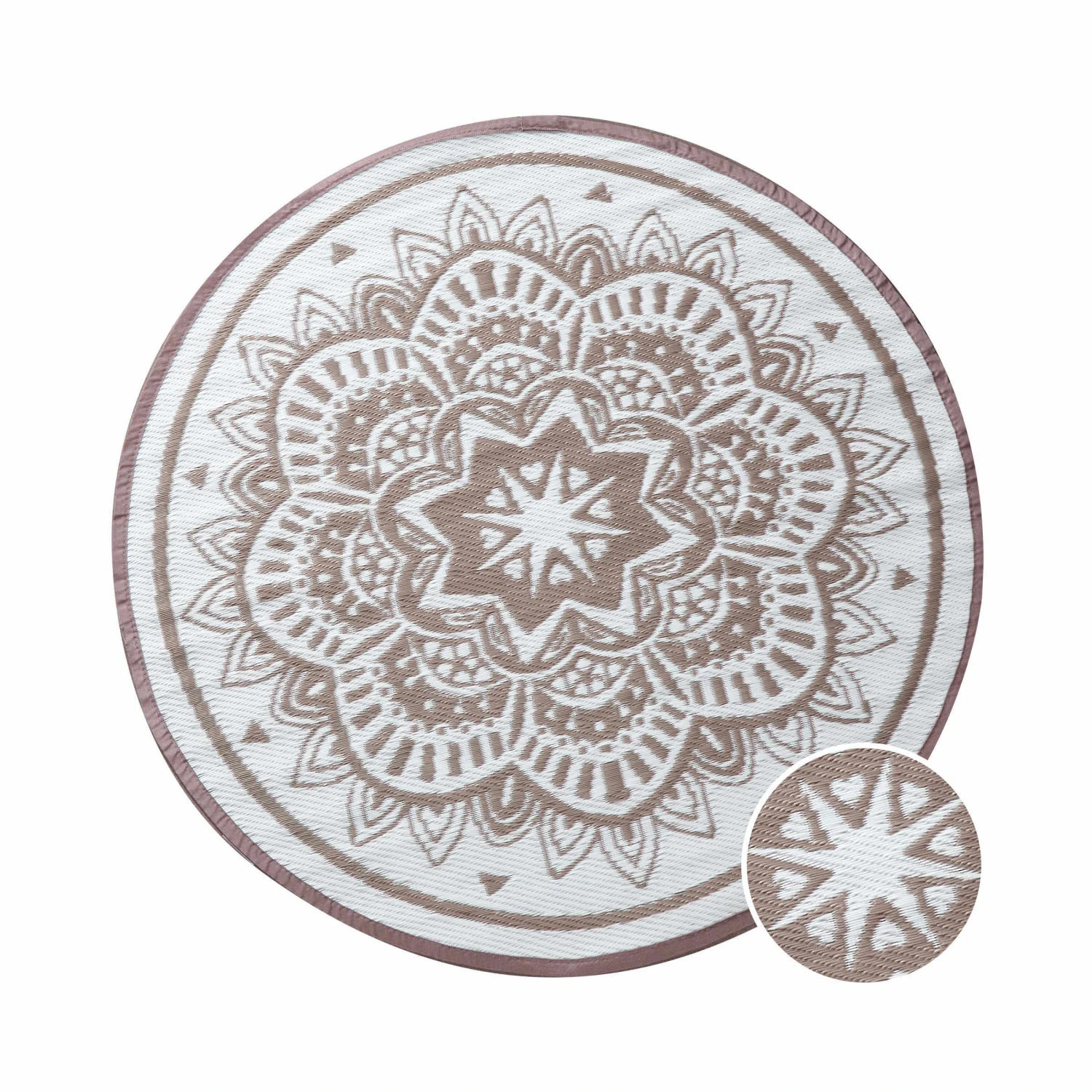 In- & Outdoor-Teppich Flora Ø150cm COLOUR CLASH In Natur-Weiß