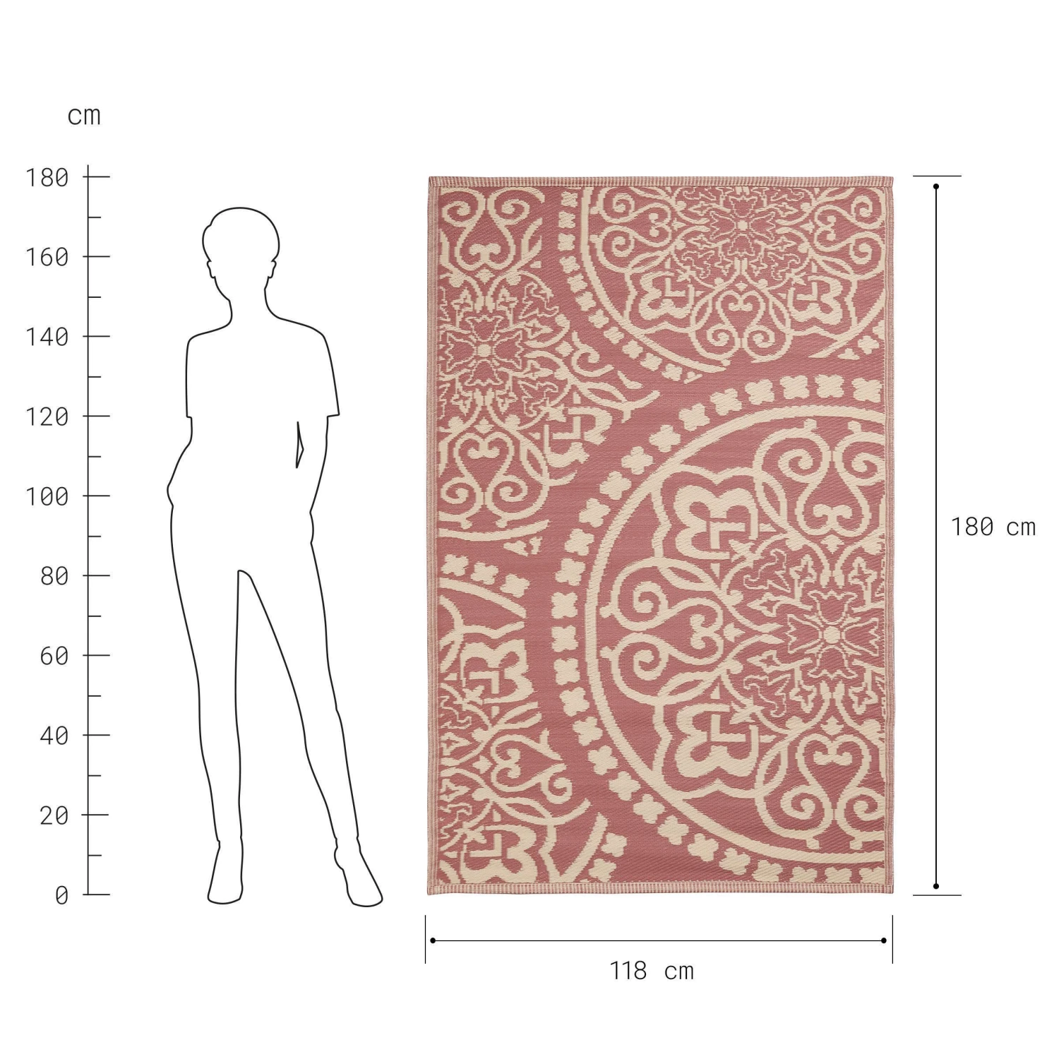 In- & Outdoor-Teppich Floral L 180 X B 118cm COLOUR CLASH In Hellrot-Creme – Bild 3