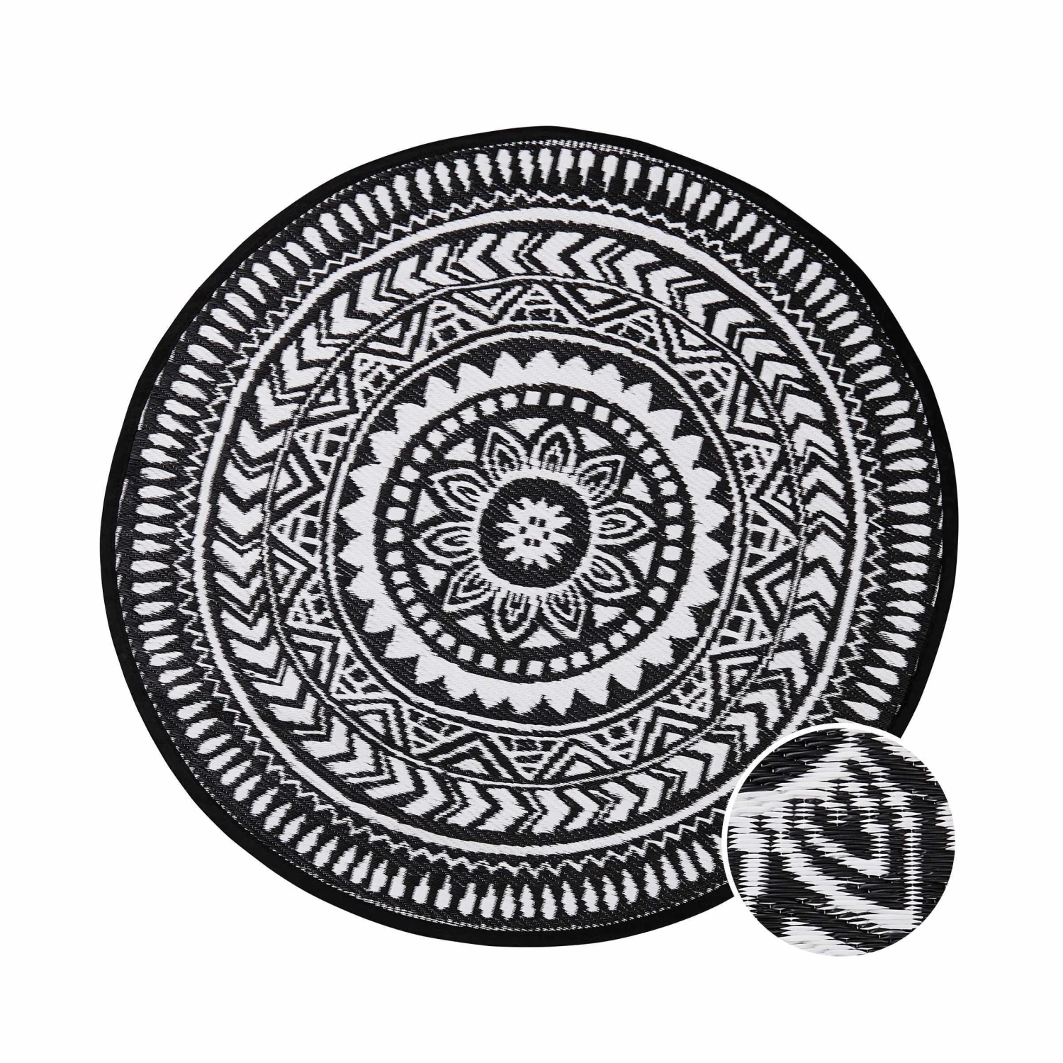 In- & Outdoor-Teppich Ø118cm COLOUR CLASH In Schwarz-Weiß