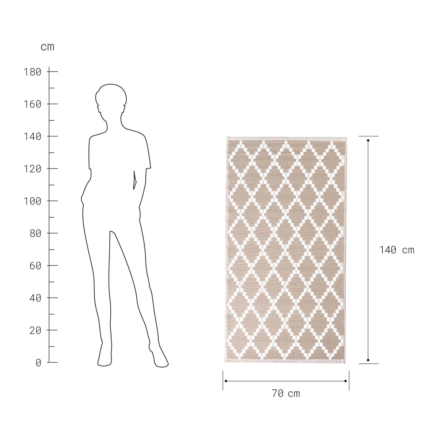 In- & Outdoor-Teppich Rauten L 140 X B 70cm COLOUR CLASH In Natur – Bild 3