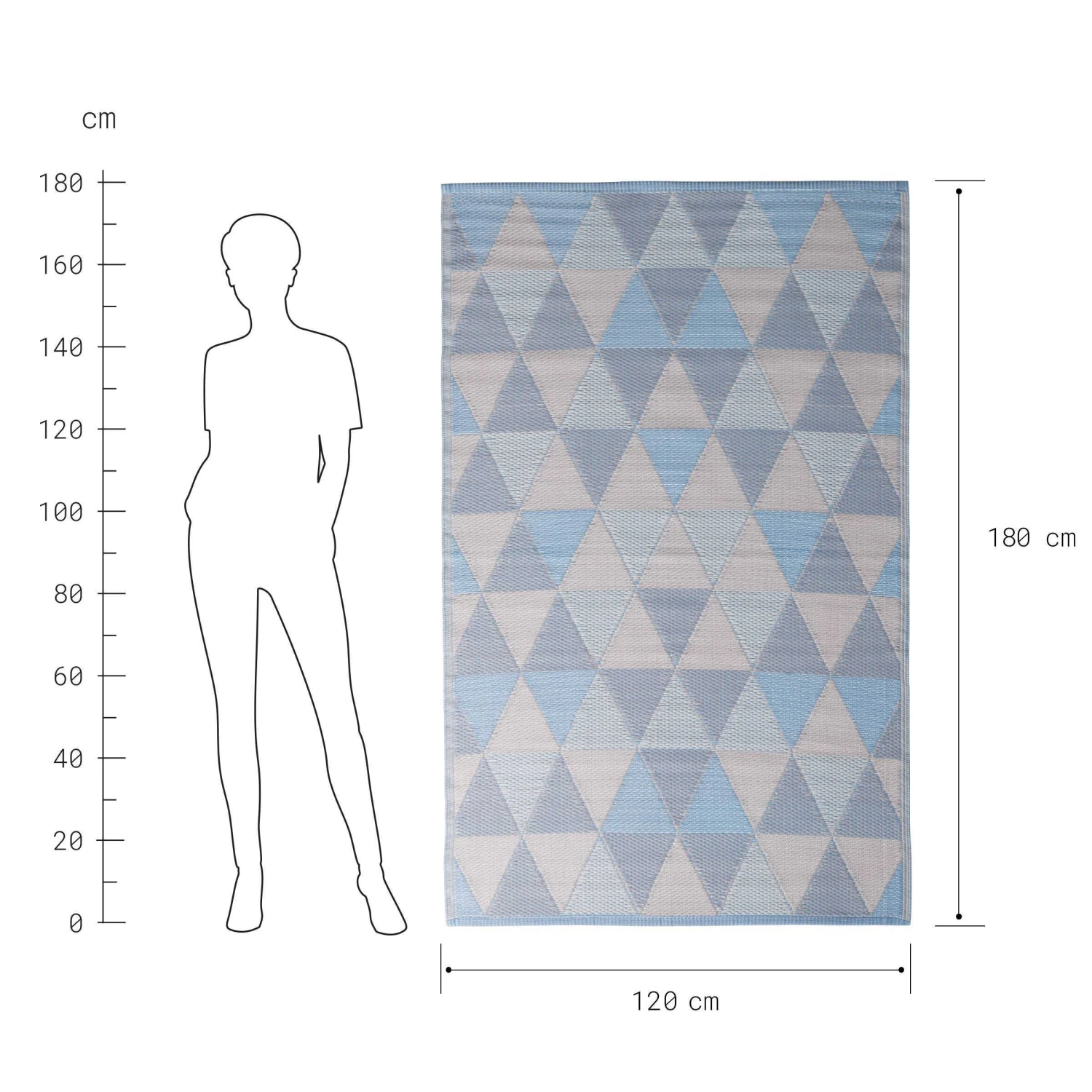 In- & Outdoorteppich Dreiecke L 180 X B 120cm COLOUR CLASH In Pastellblau – Bild 3