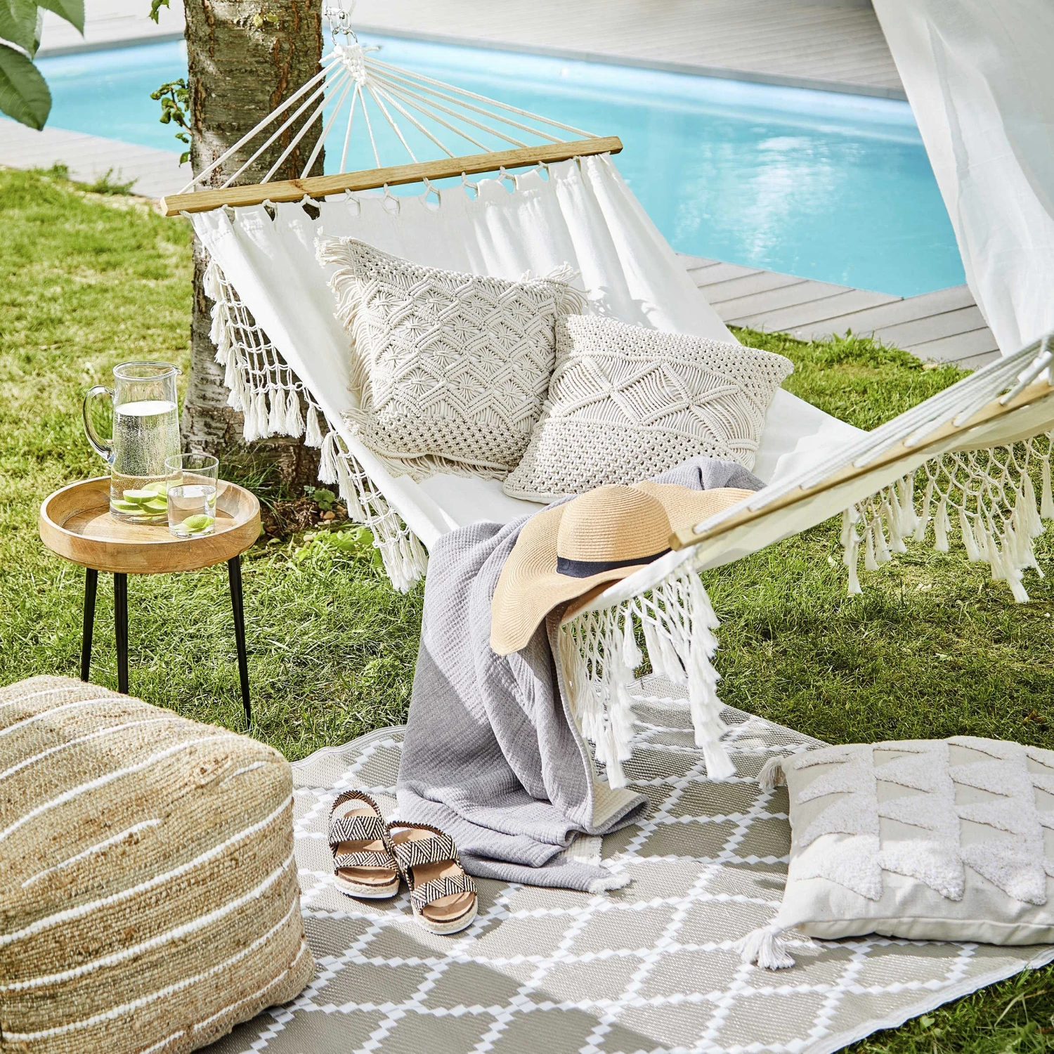 Kissen ZickZack L 45 X B 45cm MACRAMÉ In Creme – Bild 2