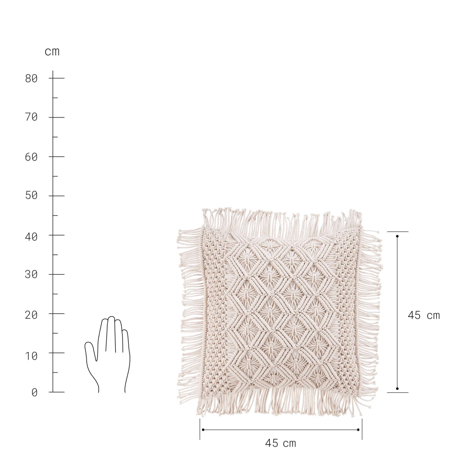 Kissen ZickZack L 45 X B 45cm MACRAMÉ In Creme – Bild 4