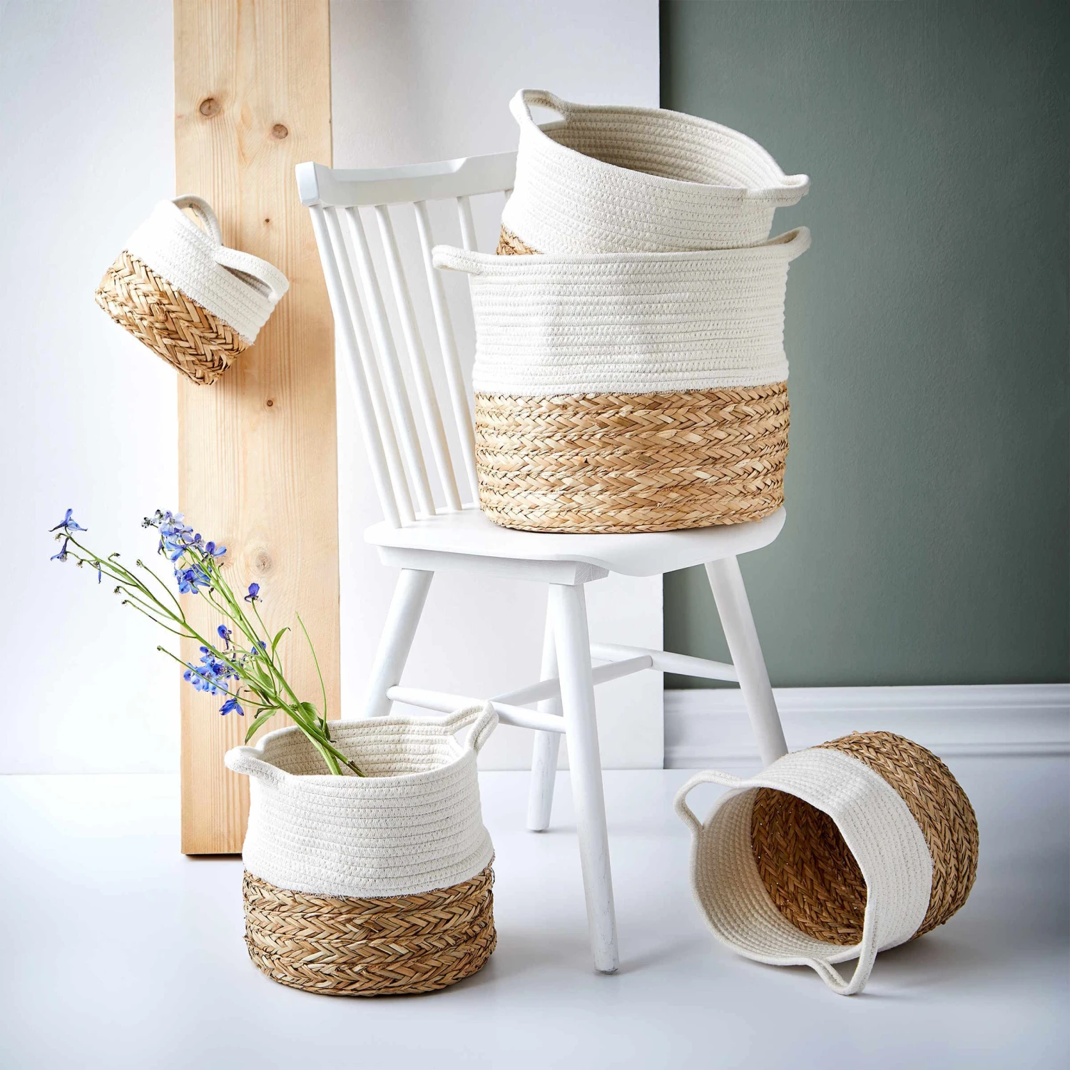 Korb Rund Ø26cm COTTON BRAID In Natur-Weiß – Bild 2