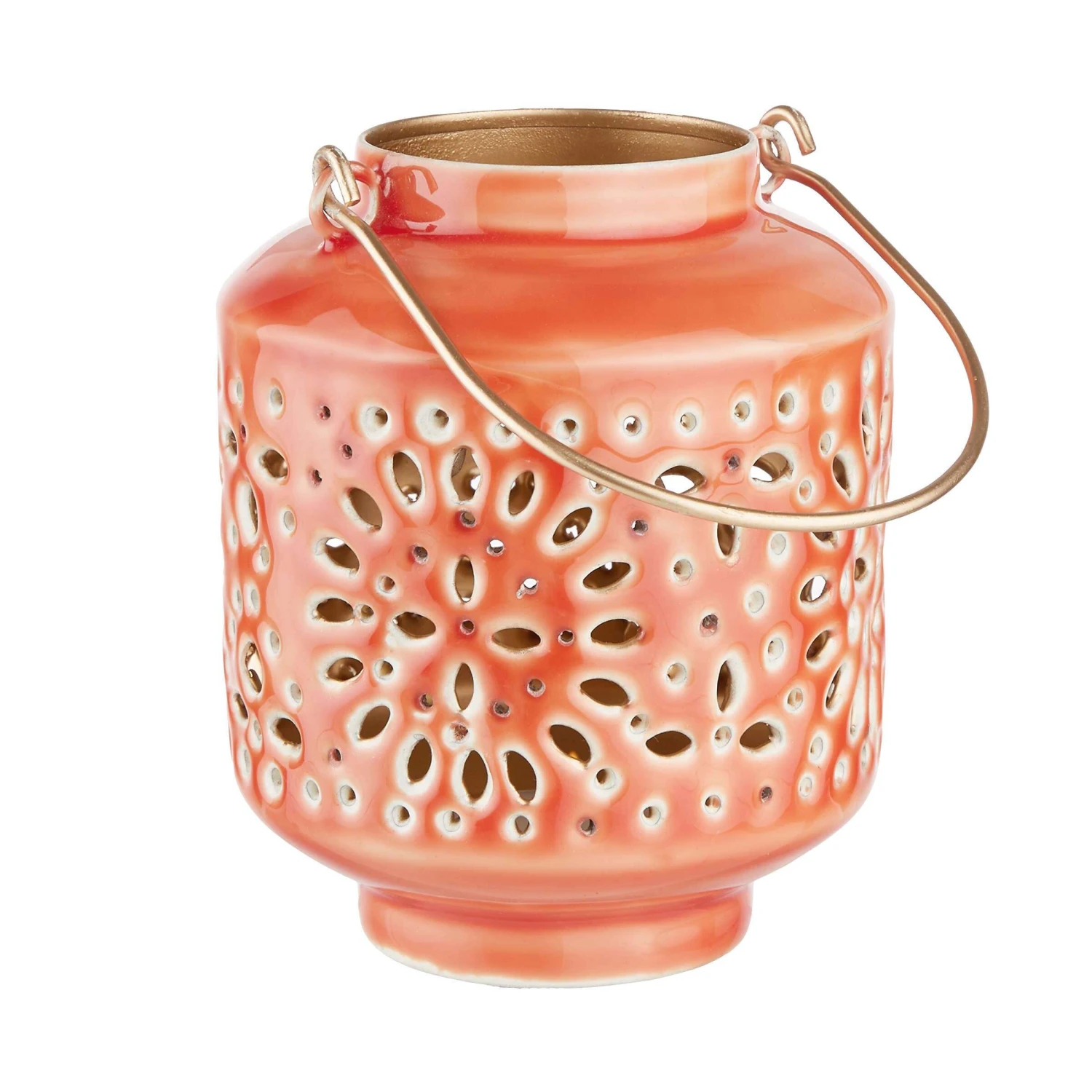 Laterne Höhe 10cm BLUE MAROCCO In Pastellorange