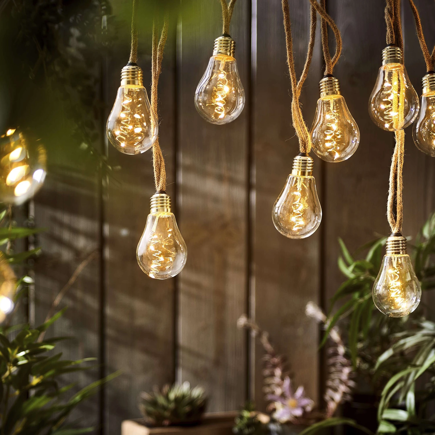 LED-Lichterkette 10 Lichter Mit Naturseil & USB-Batteriefach BULB LIGHTS In Natur – Bild 6