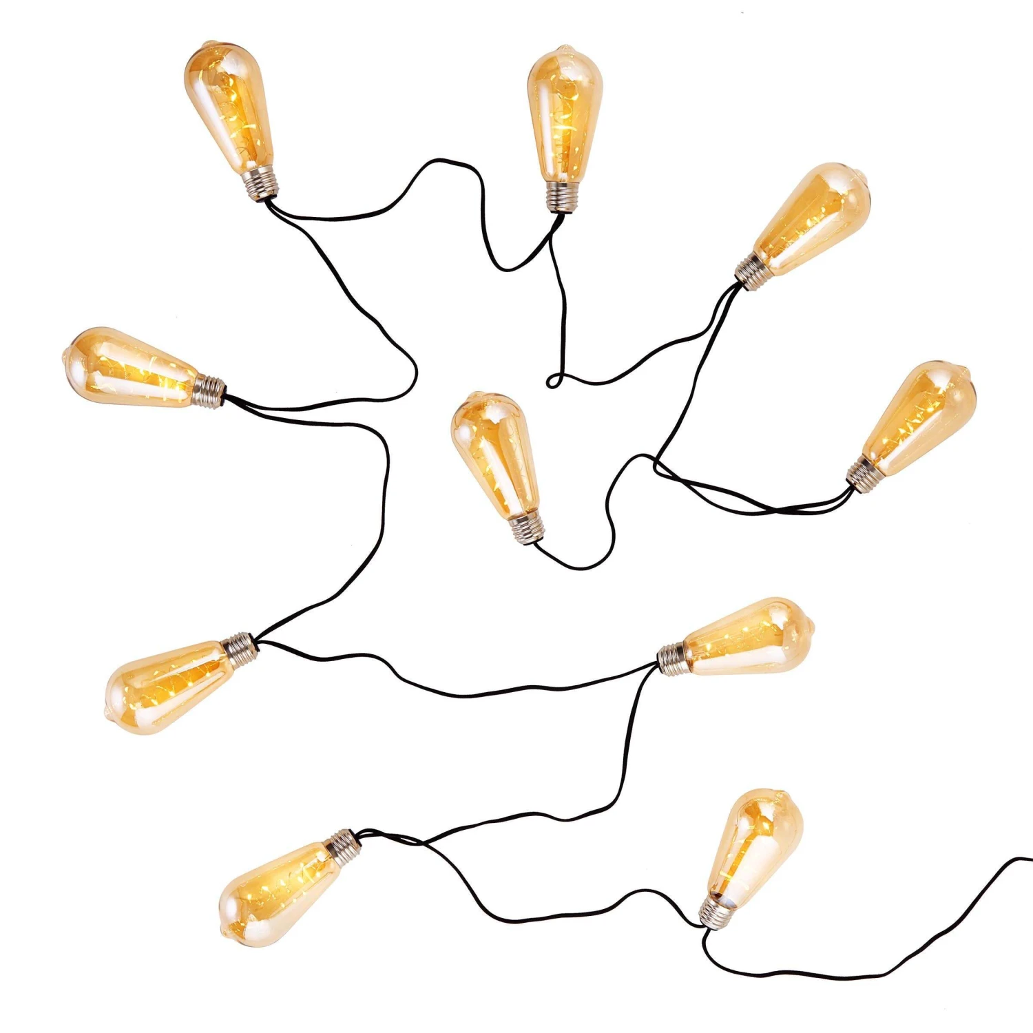 LED Lichterkette Mit Naturseil 10 Lichter Und Stecker BULB LIGHTS In Bronze – Bild 3
