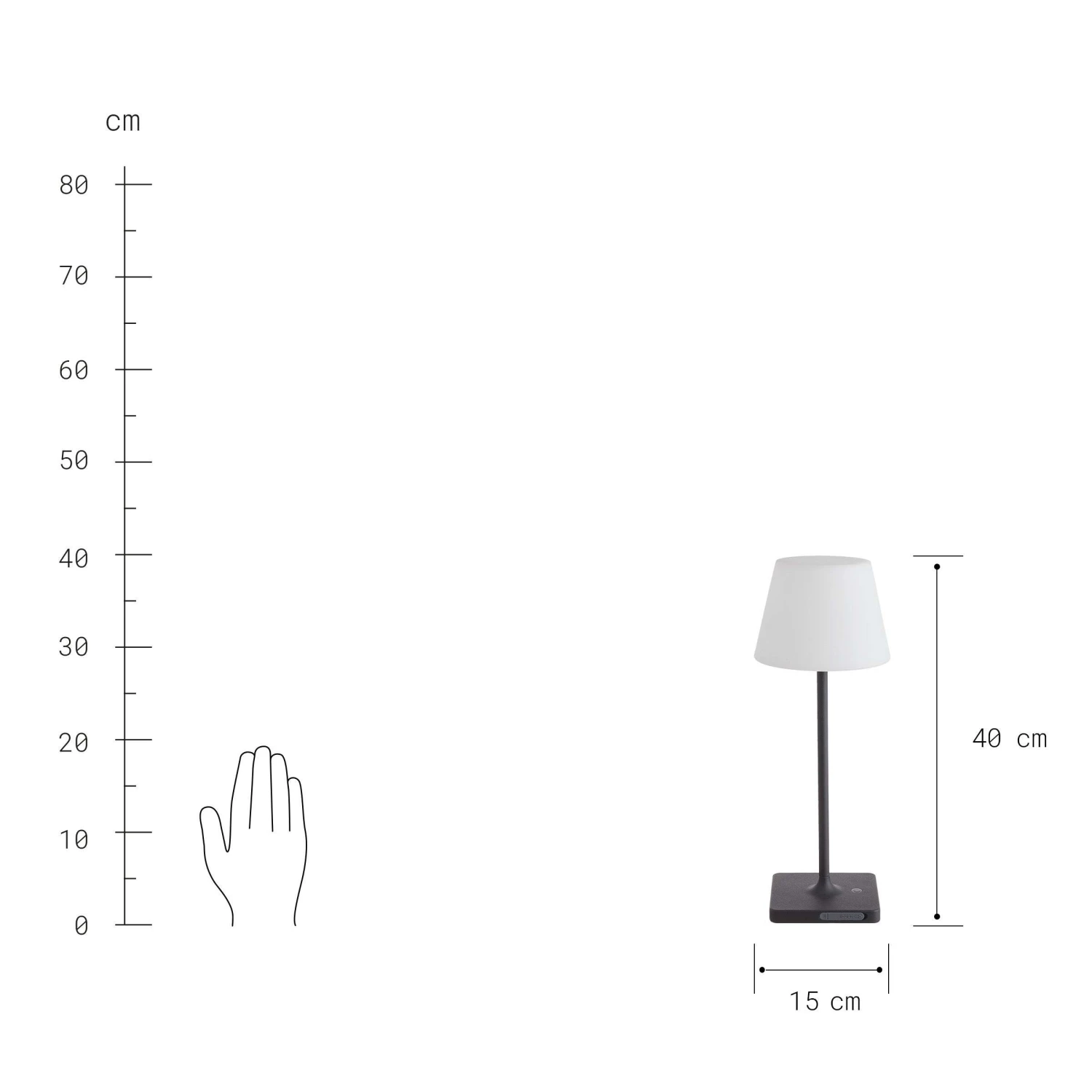 Outdoor Tischleuchte, Dimmbar LIGHT UP In Schwarz-Weiß – Bild 4