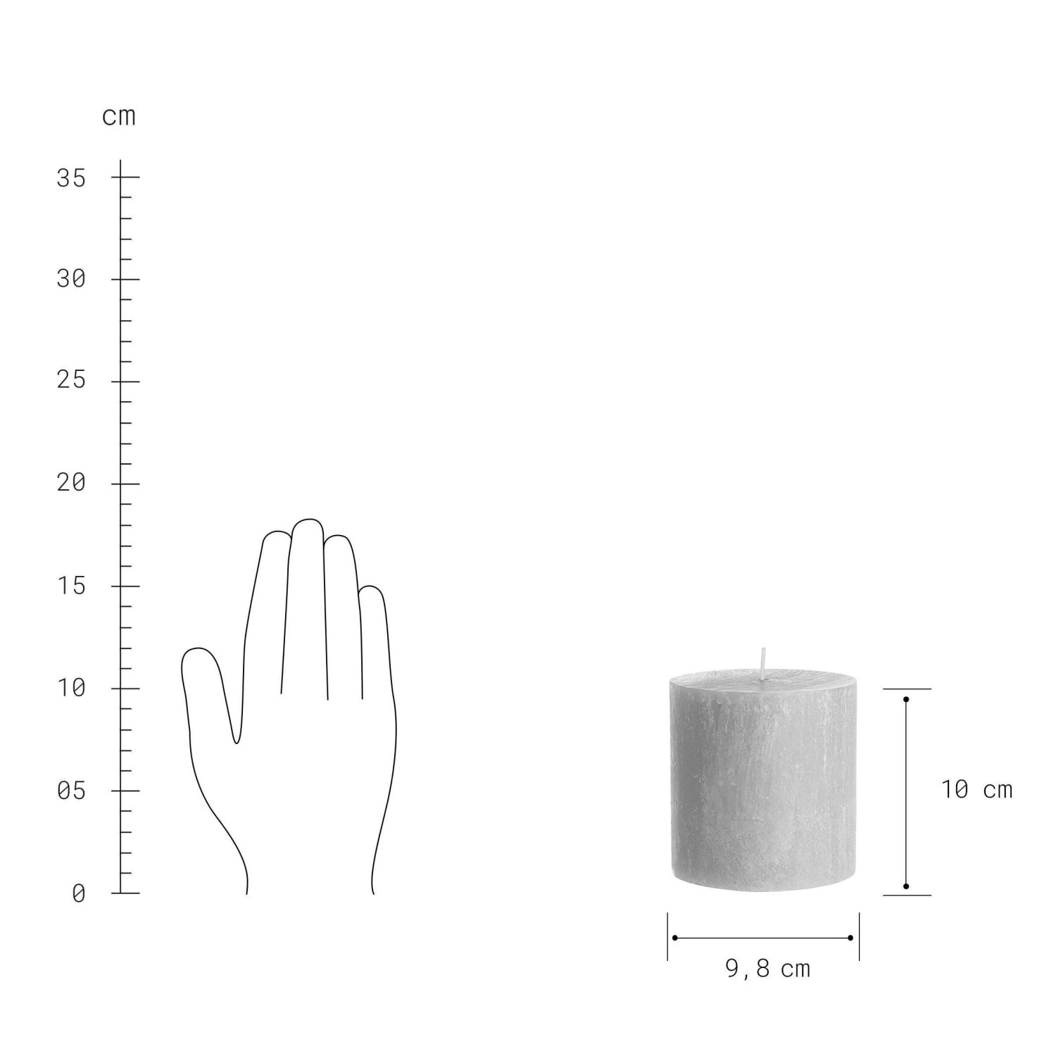 Stumpenkerze Höhe 10cm RUSTIC In Grau – Bild 3